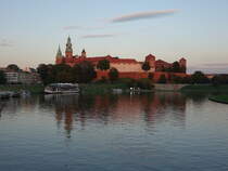 Krakau, abendliche Aussicht auf die Wawelburg mit Kathedrale (03.09.2020)
