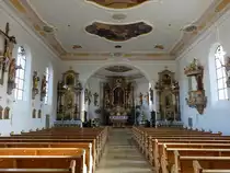 Oberroth, neubarocker Ausstattung von 1903  in der Pfarrkirche St. Stephan, Fresken von Leonhard Thoma, Alt�re von Georg Saumweber, gotisches Kruzifix von 1520, Apostelfiguren von 1710 (08.11.2020)