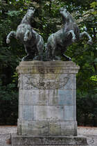 Eine Pferdebronze im Bavariapark von Mnchen. (August 2020)