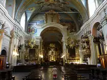 Kalwaria Zebrzydowska, barocker Innenraum der Wallfahrtskirche, Chorgest�hl von 1632 (05.09.2020)