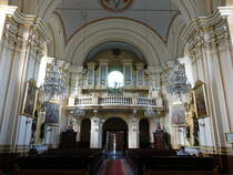 Bielsko-Biala, Orgelempore in der Pfarrkirche der Gttlichen Vorsehung (05.09.2020)