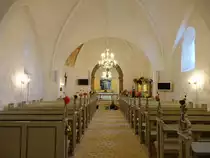 Farso, Innenraum mit Altar von 1943 in der Ev. Kirche, Kanzel von 1600 (20.09.2020)
