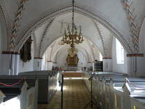 Ebeltoft, gotischer Innenraum der Ev. Kirche, Kalkmalereien von 1520, Altar von 1790 (24.09.2020)