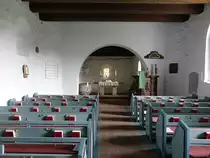 Brodersby, Innenraum der evangelischen St. Andreas Kirche, barocke Kanzel von 1726 (25.09.2020)