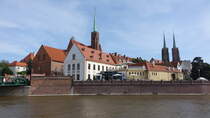 Breslau / Wroclaw, Ausblick auf die Dominsel mit St. Peter und Paul Kirche und Kathedrale (03.10.2020)