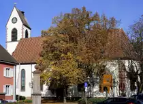 Weil am Rhein, die evangelische Kirche in Alt-Weil, erbaut 1791, Okt.2020