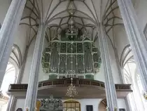 Grlitz, Sonnenorgel in der Pfarrkirche St. Peter und Paul, erbaut 1703 von Johann Conrad Buchau, das heutige Orgelwerk ist von der Schweizer Firma Mathis Orgelbau von 1997 (03.10.2020)