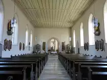 Steinach an der Saale, Innenraum mit Holzkruzifix von Tilman Riemenschneider aus dem Jahre 1516 in der Pfarrkirche St. Nikolaus (08.07.2018)