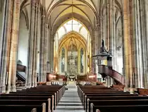 Stra�burg, die Thomaskirche im gotischen Stil, Innenansicht - 11.05.2017
