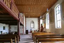 Wollbach, Blick zum Altar in der evangelischen Kirche, Sept.2020