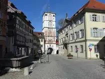 Wangen im Allg�u, Ravensburger Tor und Ritterhaus in der Herrenstra�e (20.02.2021)