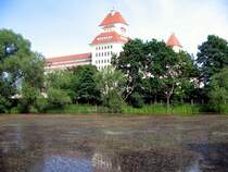 Die M�hle in Wurzen, bekannt durch die Erdnussflips, vom Gorasee aus gesehen. 25.05.08