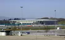 Freiburg, Teleblick vom Neuen Messplatz zum Stadionneubau des SC Freiburg, Feb.2021