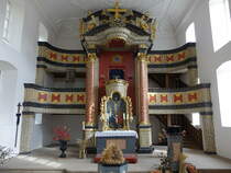 Vlkershausen, Kanzelaltar in der evangelischen Pfarrkirche (16.10.2018)