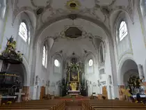 Bad Griesbach, Innenraum der kath. Pfarrkirche Hl. Familie, erbaut von 1910 bis 1912 durch Franz Rank (20.10.2018)