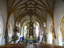 Rotthalm�nster, Innenraum der Pfarrkirche Maria Himmelfahrt, erbaut von 1479 bis 1481 durch Hans Wechselberger (20.10.2018)