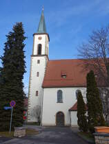 Lffingen, kath. Pfarrkirche St. Michael, erbaut von 1713 bis 1715 (25.12.2018)