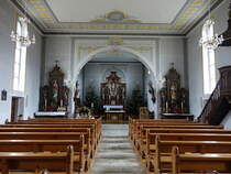 Geilingen im Klettgau, Innenraum der St. Katharina Kirche, Hochaltar von 1875 (30.12.2018)
