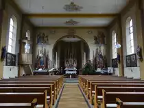 Lienheim, neugotischer Innenraum der St. Oswald Kirche (30.12.2018)