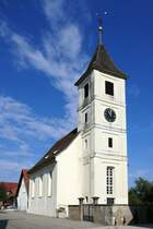 Seefelden, OT von Buggingen im Markgrflerland, die evangelische Kirche , erbaut 1752-54, April 2021