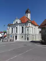 Nesselwang, kath. Pfarrkirche St. Andreas, erbaut von 1904 bis 1906 durch Ferdinand Schildhauer (26.04.2021)