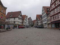 Leonberg, historische Fachwerkhuser am Marktplatz (03.02.2019)