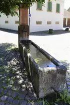 Mundingen, ein Brunnen im Ortszentrum, Juni 2021