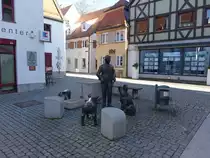 G�nzburg, Schweinchenbrunnen in der Stra�e zur W�tte (28.02.2021)