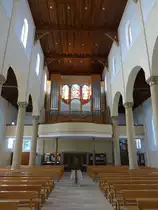 L�rrach, Orgelempore in der St. Bonifatius Kirche, Walcker Orgel von 1882 (30.03.2019)