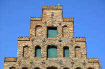 Hansstadt Lbeck - Giebel eines alten Salzspeicher an der Trave. Aufnahme: 21. August 2021.