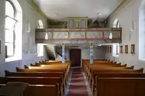 Unterentersbach, Blick zur Orgelempore in der St.Nikolaus-Kirche, Juli 2021