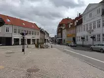 Nakskov, historische Geb�ude am Axeltorv Platz (18.07.2021)