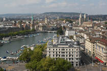 Zrichs Innenstadt limmatabwrts. Von einem Riesenrad am Bellevue gesehen am 13.09.2009.