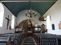 �ster Kippinge, Innenraum der evangelischen Kirche, Chorgitter von 1650 mit Skulpturen von Adam und Eva und Gem�lden von Hans Lauridsen (18.07.2021)
