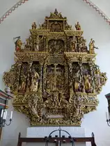 Pr�st�, geschnitzter Hochaltar von 1657 in der evangelischen Kirche, erbaut von Ejler Abelsen (19.07.2021)
