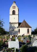 Efringen-Kirchen, Blick ber den Friedhof zur Lutherkirche, Sept.2021
