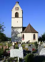 Efringen-Kirchen, Blick �ber den Friedhof zur Lutherkirche, Sept.2021