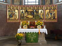 Bodenwerder, Flgelaltar aus dem 15. Jahrhundert in der Klosterkirche St. Marien (06.10.2021)