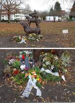 Hamburg am 23.11.2021: Mahnmal fr die Opfer der Tierausbeutung an der Strae Schne Aussicht im Stadtteil Uhlenhorst,  , Knstler und Aufsteller unbekannt  /