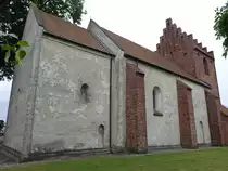 Roskilde, St. Jorgens Kirche, oberhalb des Hafens gelegene Kirche aus dem 11. Jahrhundert, Kirchturm erbaut um 1400 (21.07.2021)