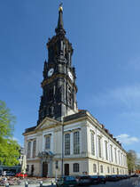 Die barocke Dreiknigskirche wurde von 1732 bis 1739 erbaut. (Dresden, April 2014)