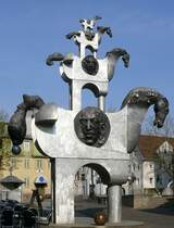 Detailansicht Turm der grauen Pferde von Bildhauer J�rgen Goertz am 18.04.2008 - Standort: obere Hauptstra�e bei der Hillerschule 
