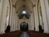 Ostrow Mazowiecka, Orgelempore in der Pfarrkirche Maria Himelfahrt (05.08.2021)