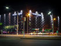 Graz. Langzeitbelichtung vom Messecongress Graz, 05.02.2022.