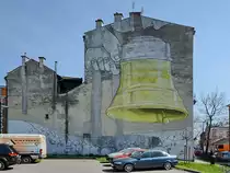 Eine bemalte Geb�udefassade in Krakau. (April 2014)