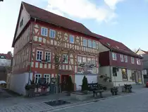 Zella-Mehlis, Fachwerkgeb�ude der Rodel Stubn in der Louis Ansch�tz Stra�e (26.02.2022)