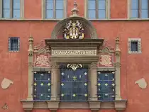 Die opulent gestaltete Fensterfassade am Altst�dter Rathaus in Prag. (September 2012)