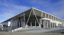 Freiburg, Sd-West-Ecke mit Haupteingang zum neuen Fuballstadion, Feb.2022