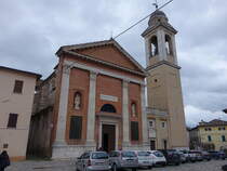 Urbania, Dom St. Cristoforo, erbaut im 10. Jahrhundert, Fassade von 1870 (01.04.2022)