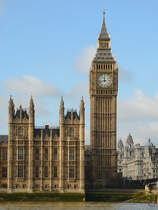 Der berhmte Uhrenturm  Big Ben  im Londoner Stadtteil Westminster. (Februar 2015)